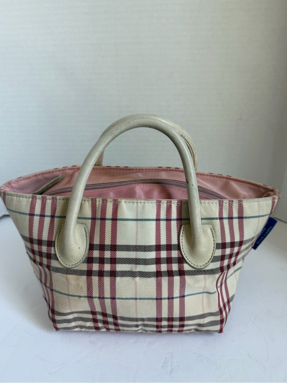 Classic Plaid Top-Handle Tote in Pink and Cream